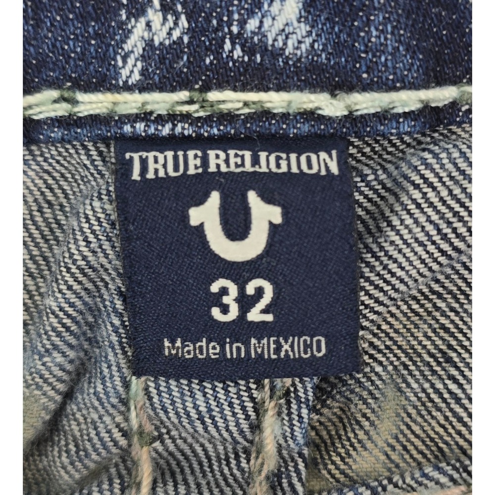 True Religion Geno Relaxed Slim Bleach Wash Jeans Men's 32x34 Blue Flap‎ Pocket - Picture 6 of 9